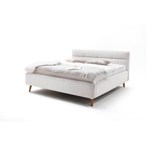 Világosszürke kárpitozott franciaágy ágyrács nélkül 160x200 cm Lotte – Meise Möbel