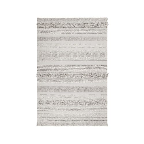 Világosszürke-krémszínű mosható kézi szövésű pamut szőnyeg 140x200 cm Air Natural – Lorena Canals