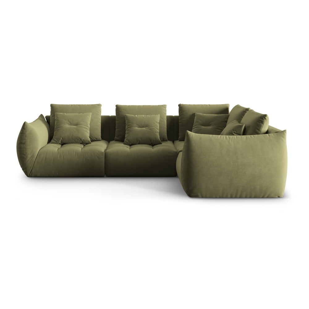 Világoszöld buklé sarokkanapé (jobb oldali-L alakú) Bloom – Micadoni Home
