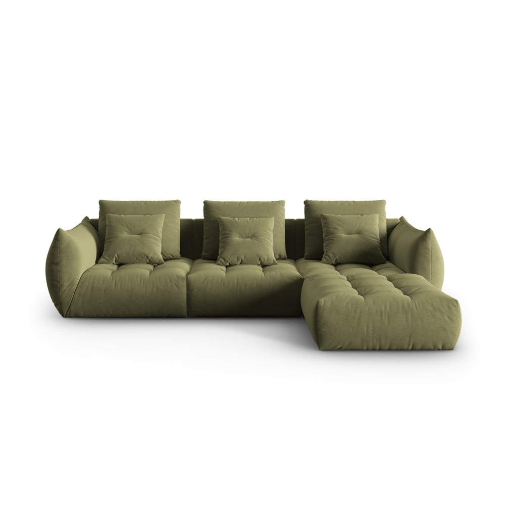 Világoszöld buklé sarokkanapé (variálható) Bloom – Micadoni Home