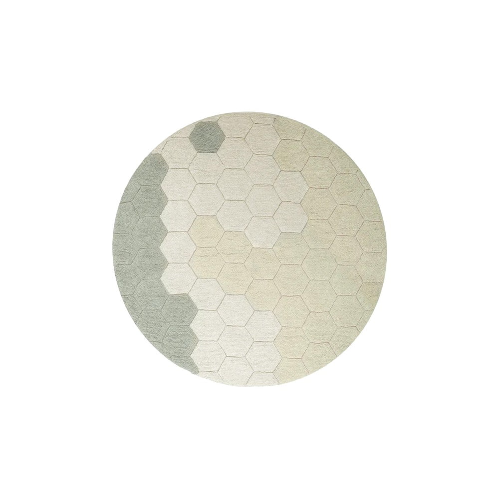 Világoszöld mosható kézi szövésű pamut kerek szőnyeg ø 140 cm Honeycomb Blue Sage – Lorena Canals
