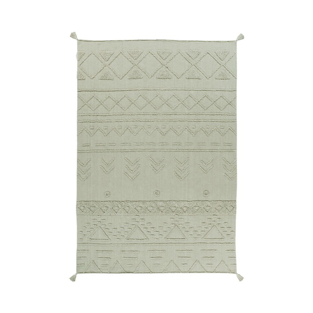 Világoszöld mosható kézi szövésű pamut szőnyeg 140x200 cm Tribu Olive – Lorena Canals