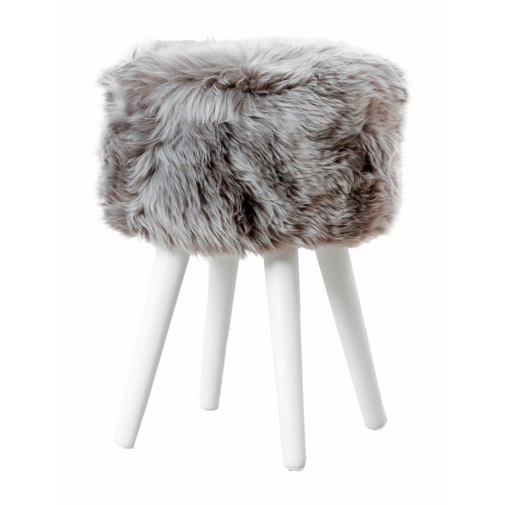 White ülőke szürke szőrme ülőrésszel ⌀ 30 cm - Native Natural 