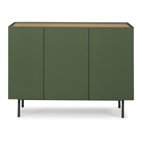 Zöld alacsony komód tölgyfa dekorral 110x85 cm Arista – Teulat