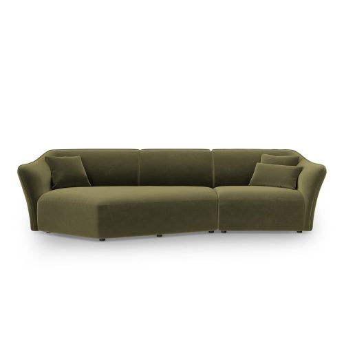 Zöld bársony sarokkanapé Tokyo – Cosmopolitan Design