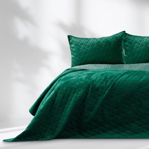 Zöld bársony steppelt ágytakaró 240x260 cm Laila – Restilo