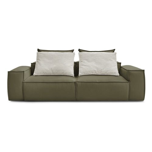 Zöld bőrutánzat kanapé 260 cm Boheme – Bobochic Paris