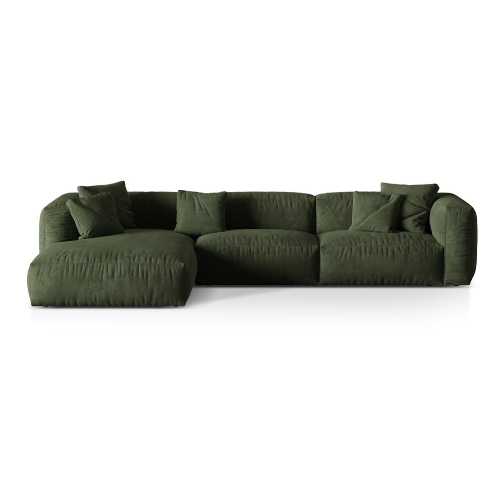 Zöld buklé moduláris sarokkanapé (bal oldali) Martina – Micadoni Home