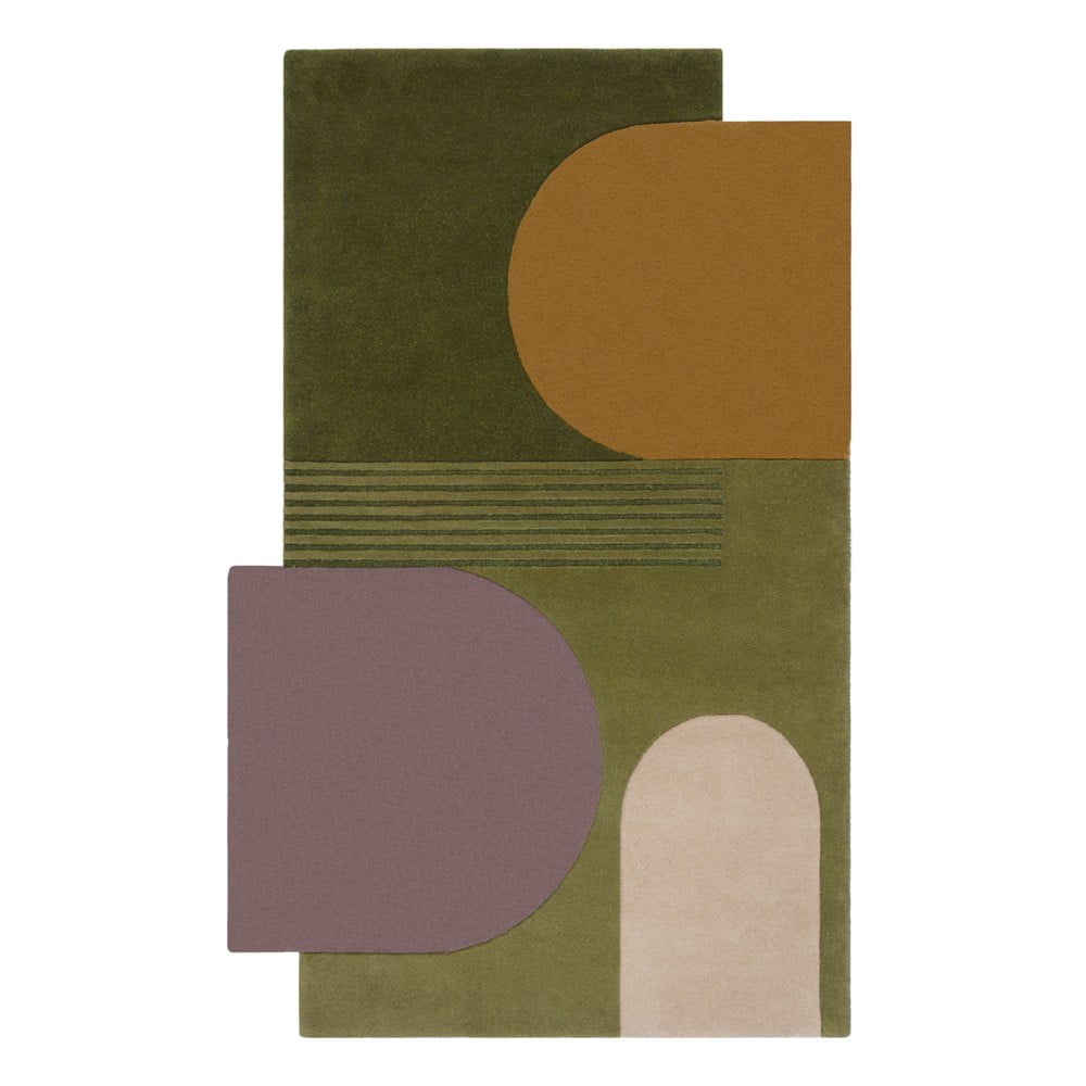 Zöld kézi szövésű gyapjú szőnyeg 200x290 cm Lozenge – Flair Rugs