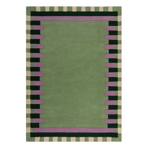 Zöld-lila kézi szövésű gyapjú szőnyeg 160x230 cm Kai Wool Border – Flair Rugs