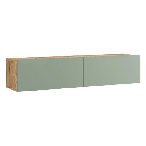 Zöld-natúr színű TV-állvány borovi fenyő dekorral 140x29x32 cm – Kalune Design
