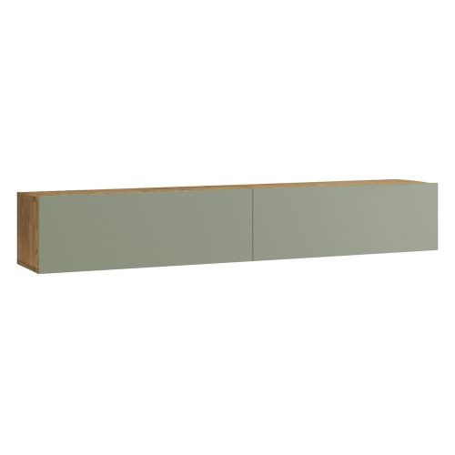 Zöld-natúr színű TV-állvány borovi fenyő dekorral 180x30x32 cm – Kalune Design