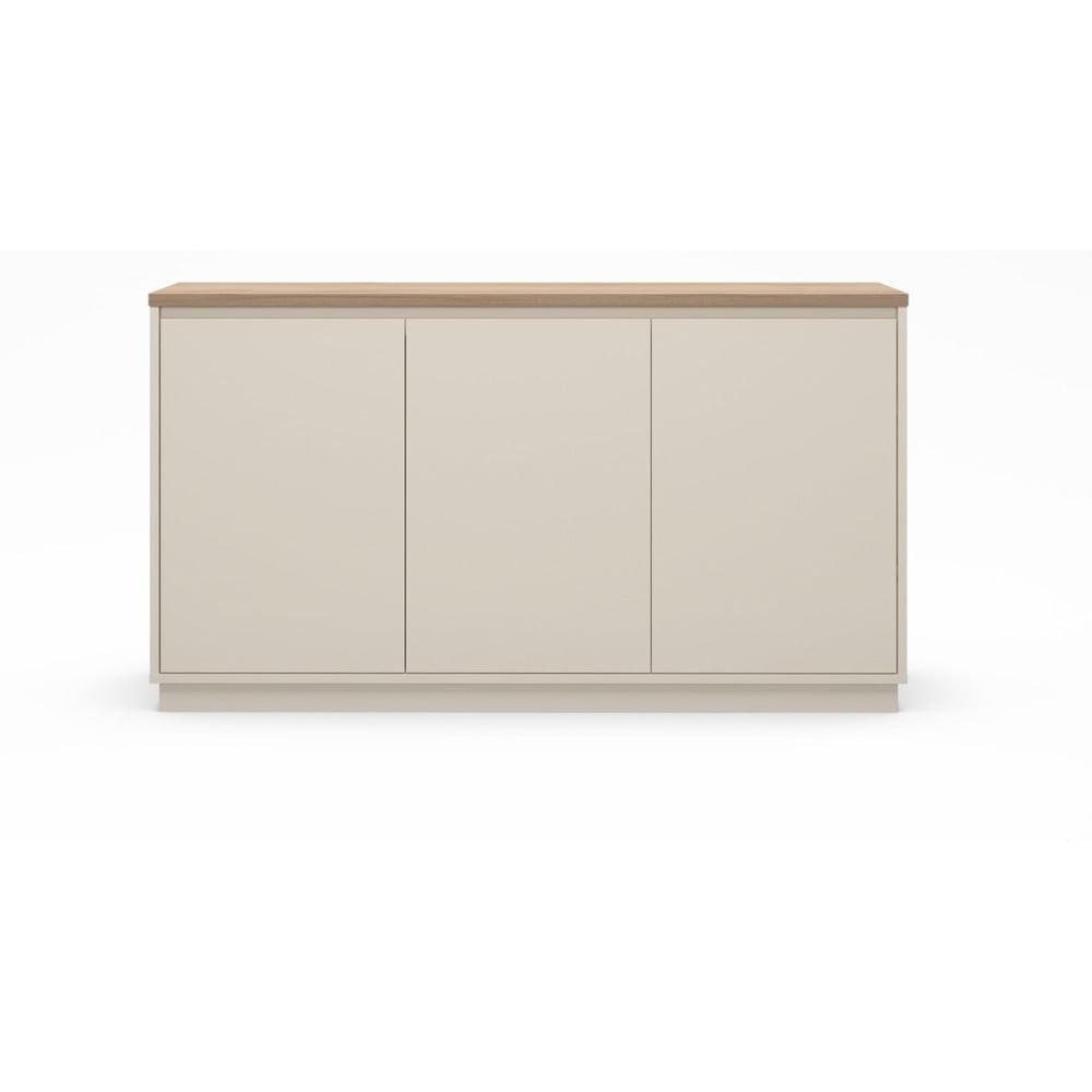 Bézs komód tölgyfa dekorral 152x84x40 cm Loreta – Marckeric