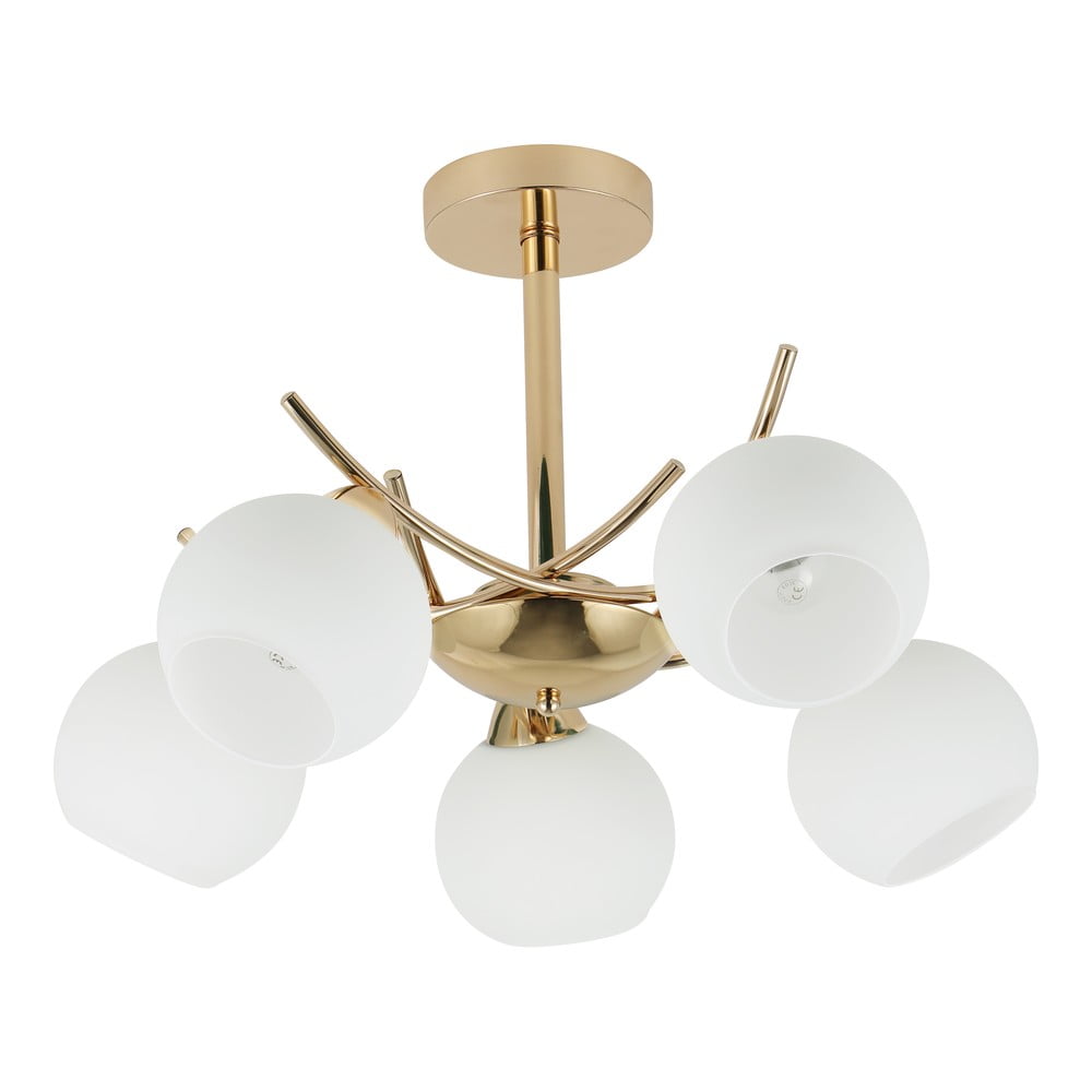 Fehér-aranyszínű mennyezeti lámpa üveg búrával 52x52 cm Amos – Candellux Lighting