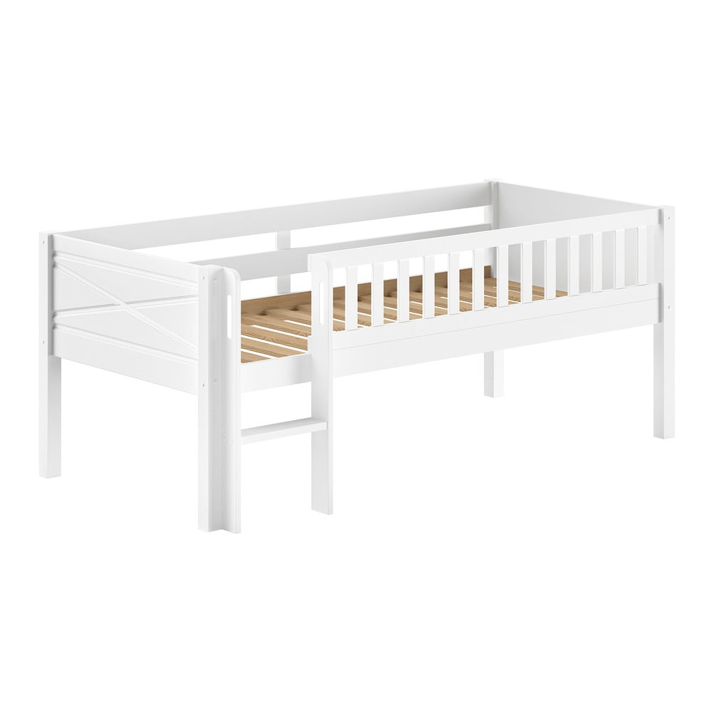 Fehér galéria borovi fenyő gyerekágy ágyráccsal 90x200 cm Scott – Vipack
