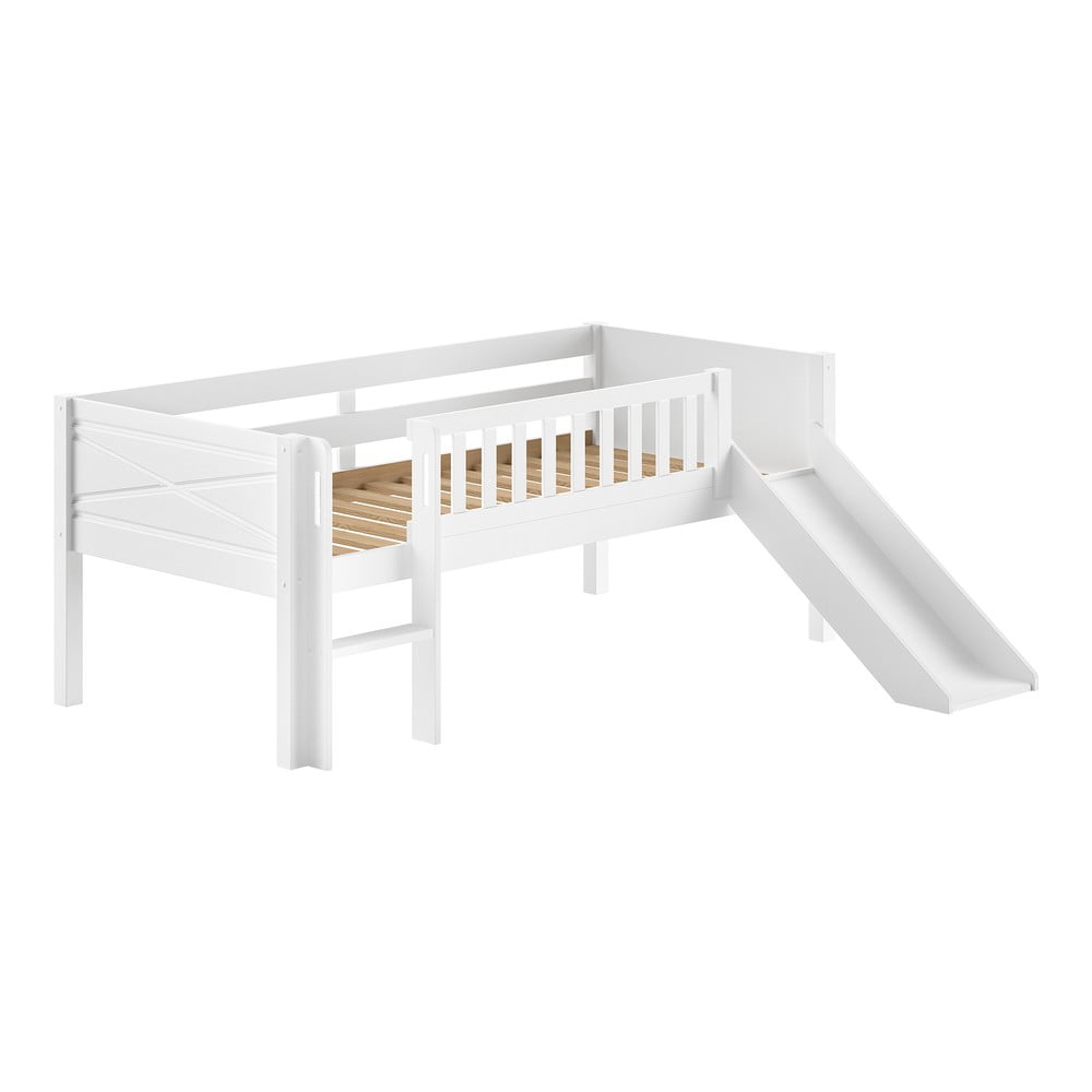 Fehér galéria borovi fenyő gyerekágy ágyráccsal 90x200 cm Scott – Vipack