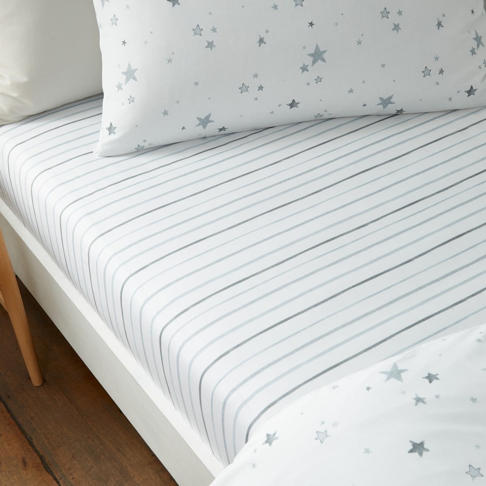 Fehér gumis kétszemélyes pamut gyerek lepedő 135x200 cm Stars – Bianca