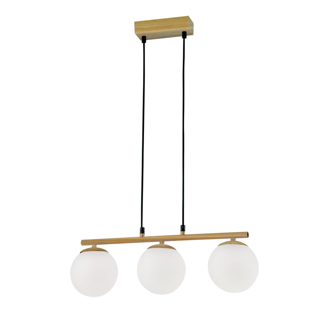 Fehér-natúr színű függőlámpa üveg búrával Carrine – Candellux Lighting