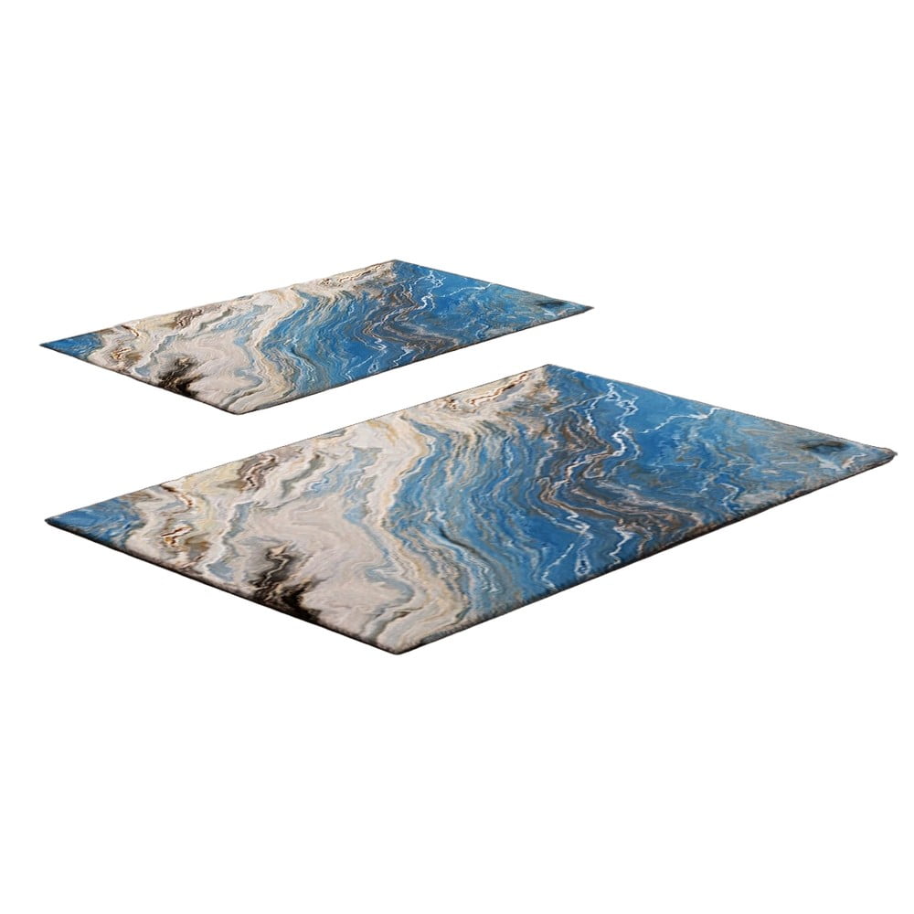 Kék fürdőszobai kilépő szett 2 db-os 60x100 cm – Foutastic