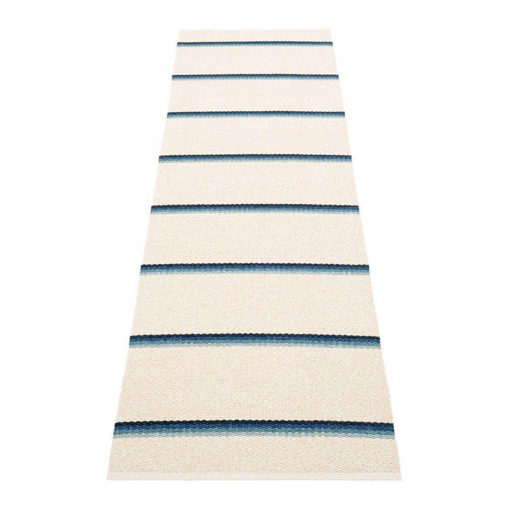 Kék-krémszínű kültéri-beltéri futószőnyeg 70x240 cm Olle Blue Vanilla – Pappelina