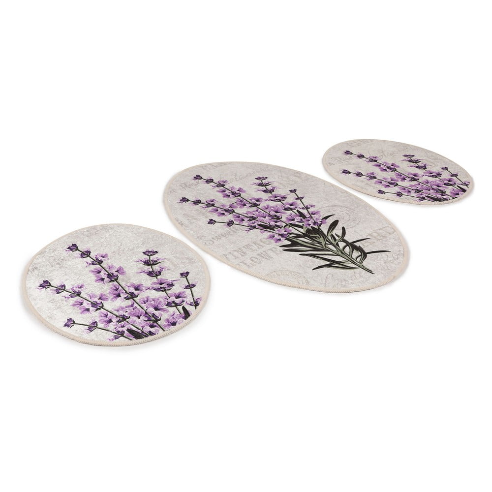Lila-bézs fürdőszobai kilépő szett 3 db-os 60x100 cm Lavender – Foutastic