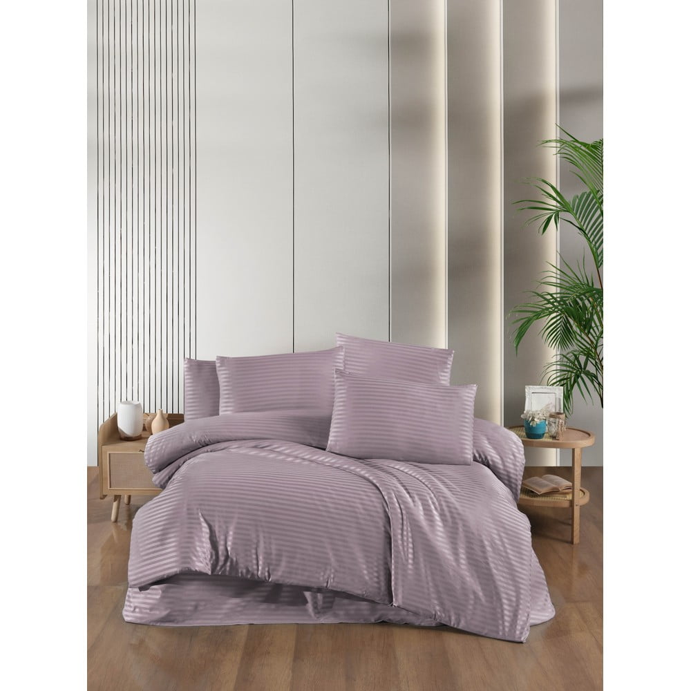 Lila kétszemélyes-hosszabbított damaszt ágyneműhuzat lepedővel-négyrészes 200x220 cm – Mila Home