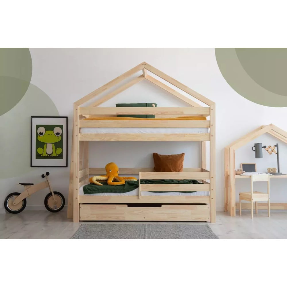 Natúr színű ágyneműtartós gyerekágy ágyráccsal 90x200 cm DMPB – Adeko