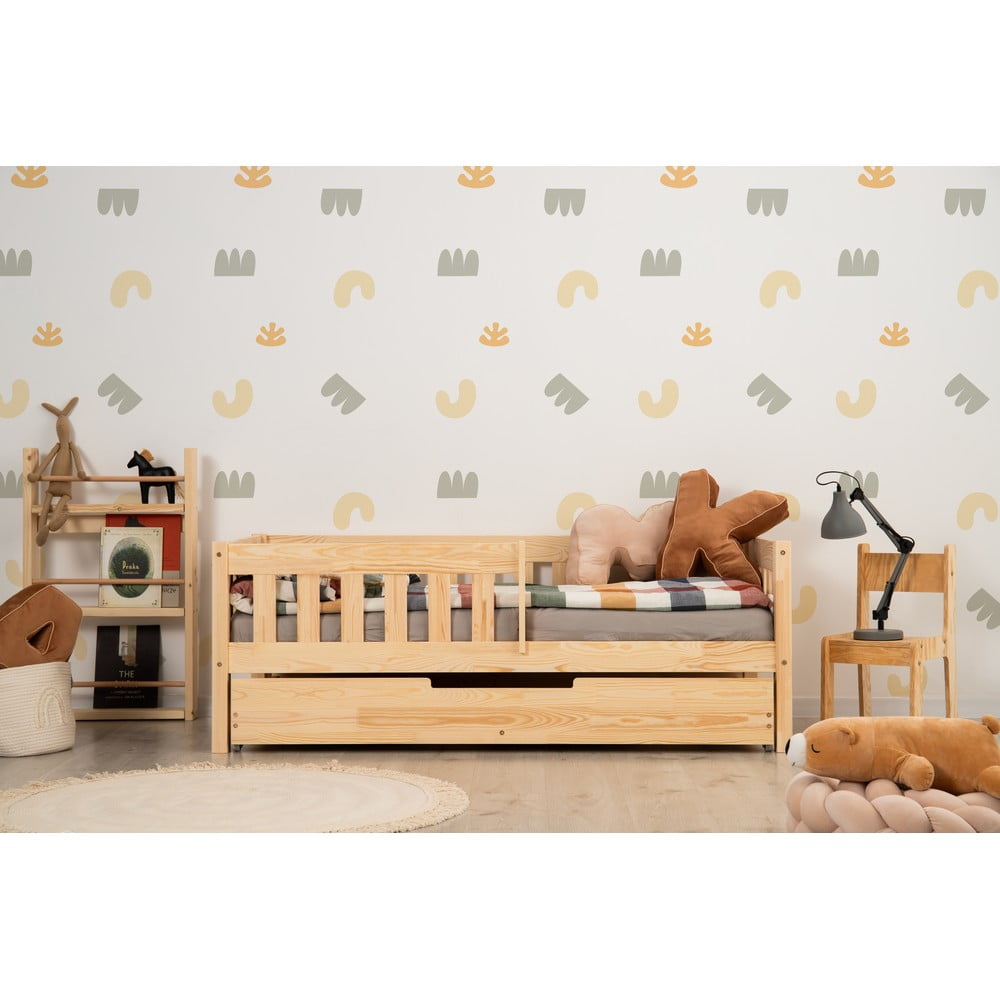 Natúr színű ágyneműtartós gyerekágy kihúzható pótággyal ágyráccsal 90x190 cm CP – Adeko
