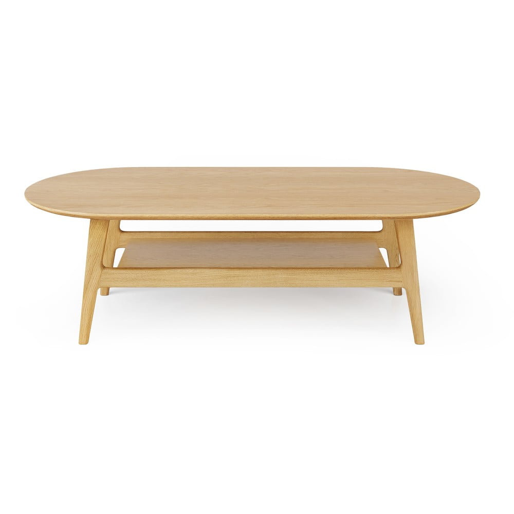 Natúr színű dohányzóasztal tölgyfa dekorral 60x130 cm Curved – Woodman