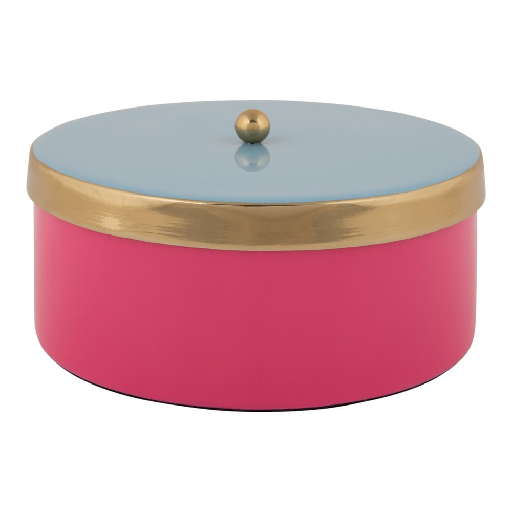 Rózsaszín dekoratív fém tárolódoboz ø 16x6 cm Double Funky – PT LIVING