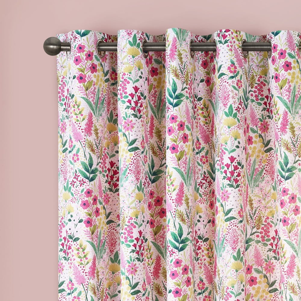 Rózsaszín függöny szett 2 db-os 168x229 cm Tilly Floral – Catherine Lansfield