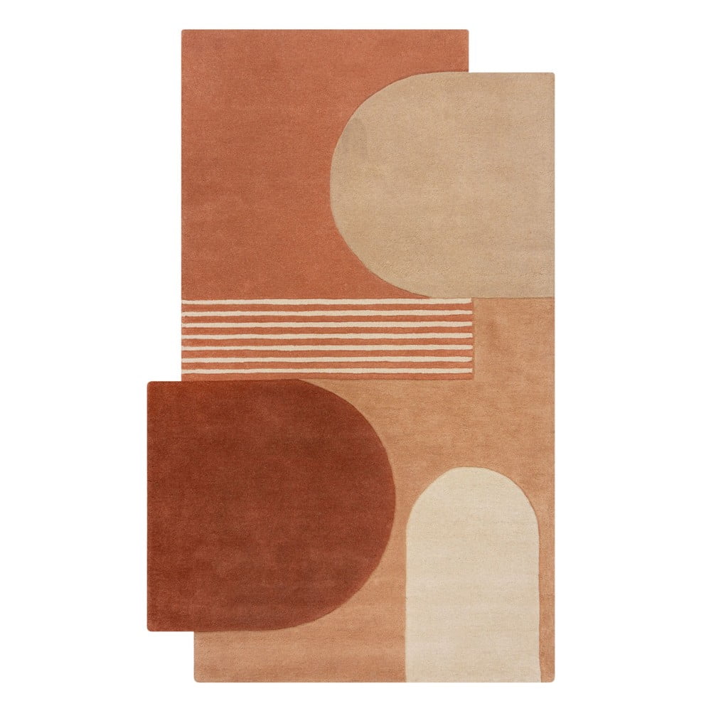 Terrakotta színű kézi szövésű gyapjú szőnyeg 200x290 cm Lozenge Terracotta – Flair Rugs