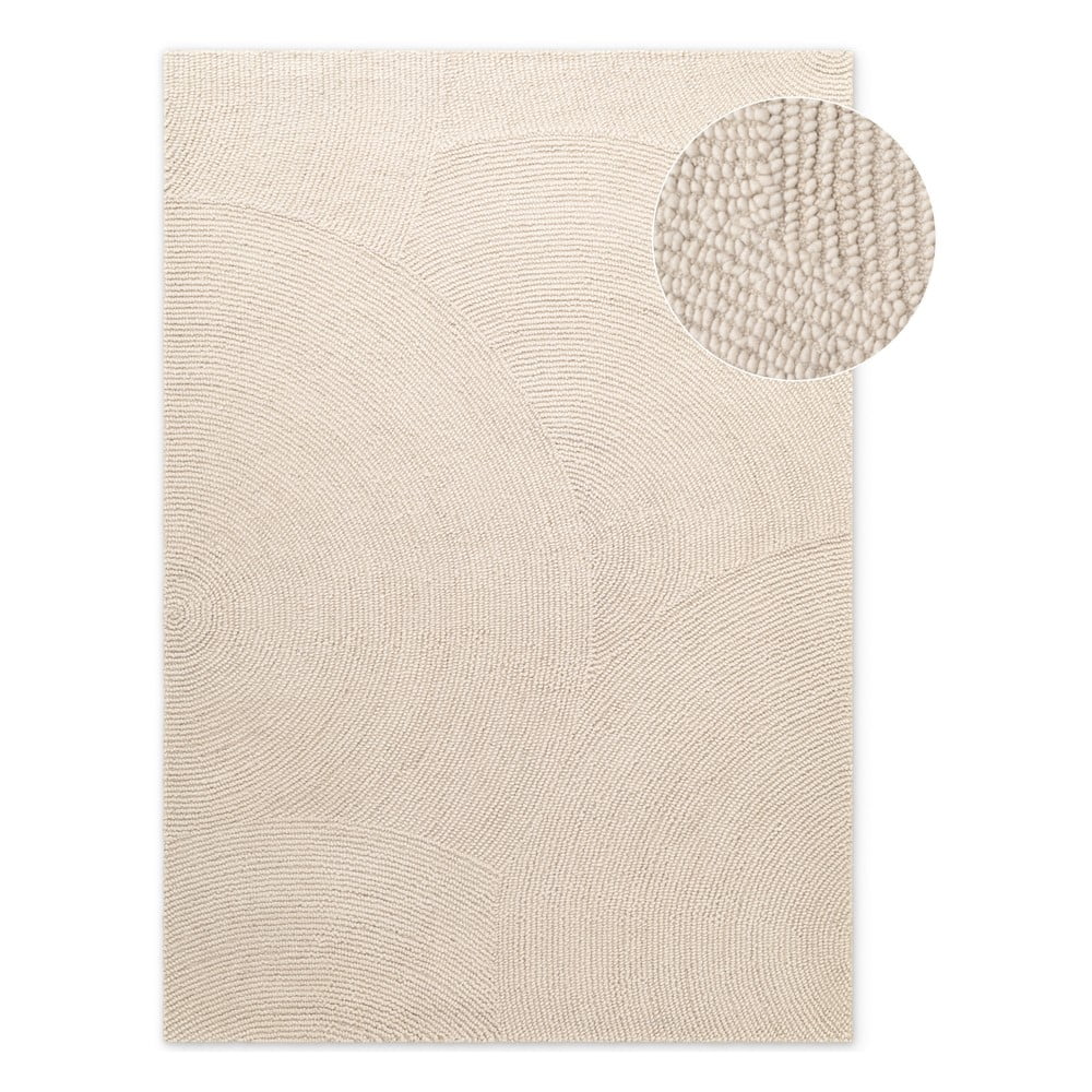 Világos natúr színű kézi szövésű gyapjú szőnyeg 80x150 cm Eleni Natural White – Hanse Home