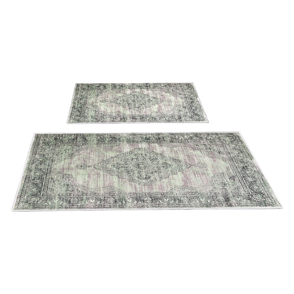 Zöld-szürke fürdőszobai kilépő szett 2 db-os 60x100 cm – Foutastic