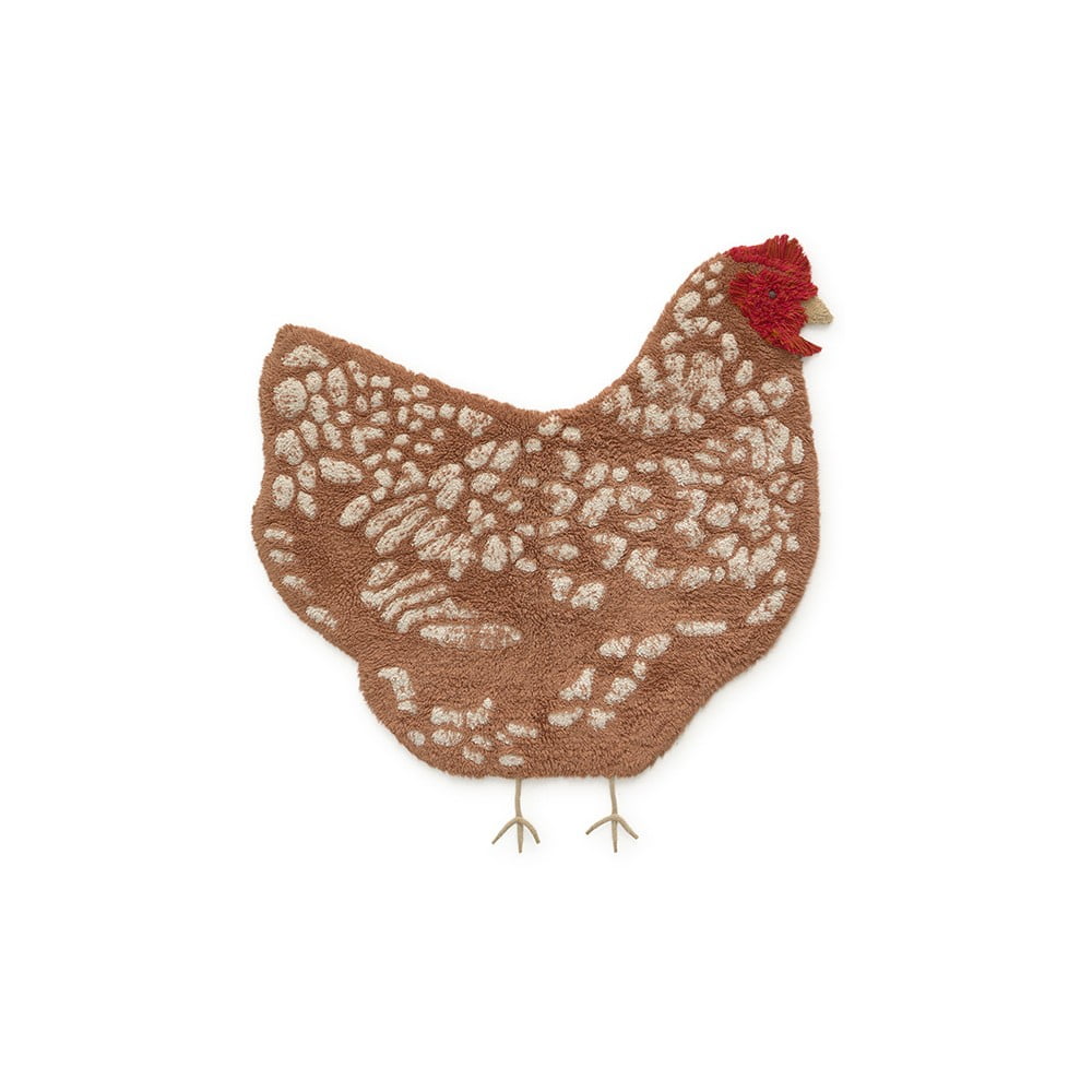 Barna mosható kézi szövésű pamut gyerek szőnyeg 110x100 cm Chicken – Lorena Canals