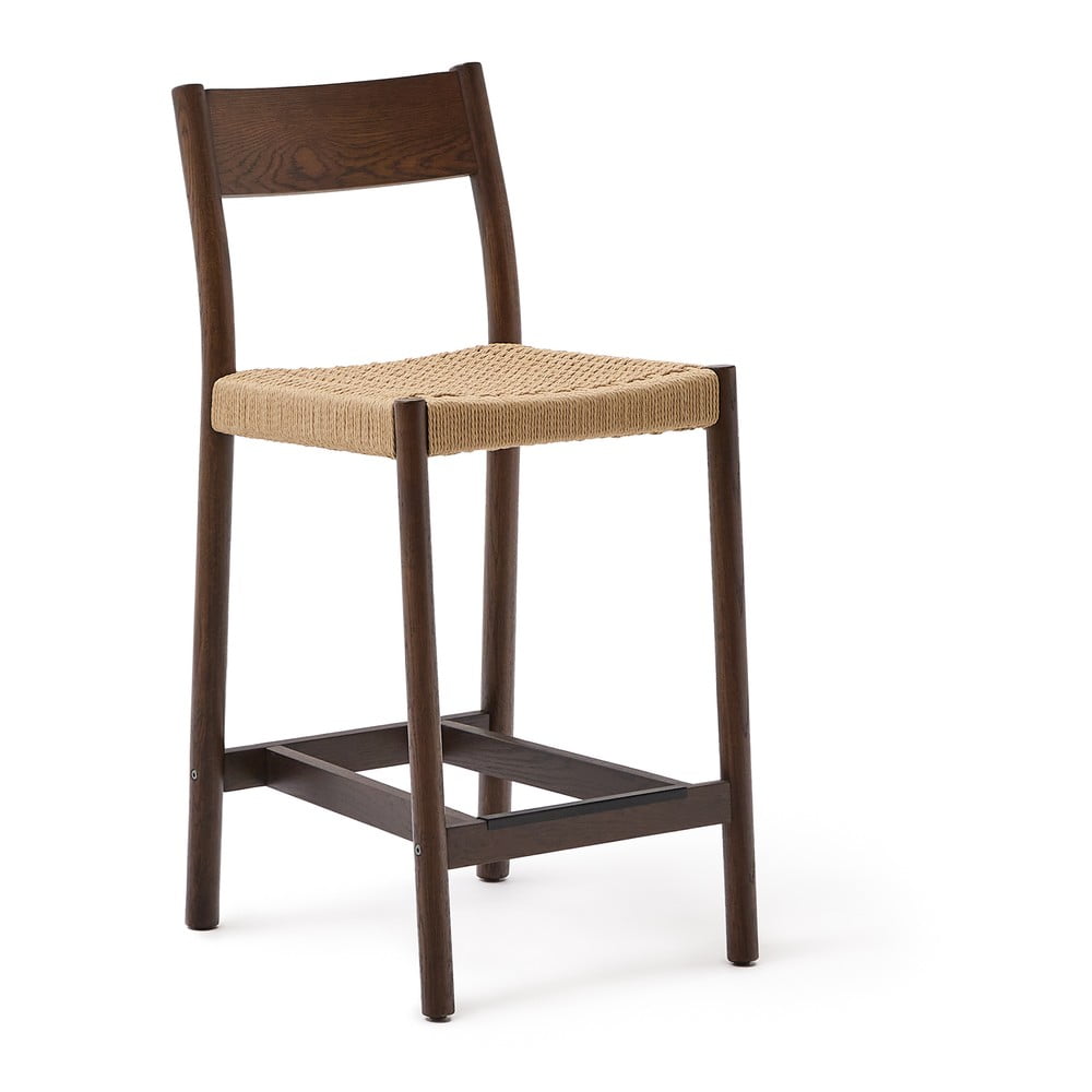 Barna-natúr színű tölgyfa bárszék (ülésmagasság 65 cm) Yalia – Kave Home