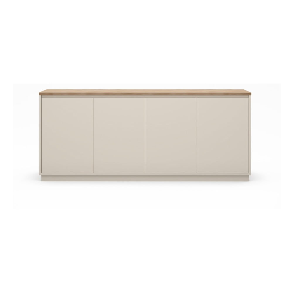 Bézs komód tölgyfa dekorral 201x84x40 cm Loreta – Marckeric