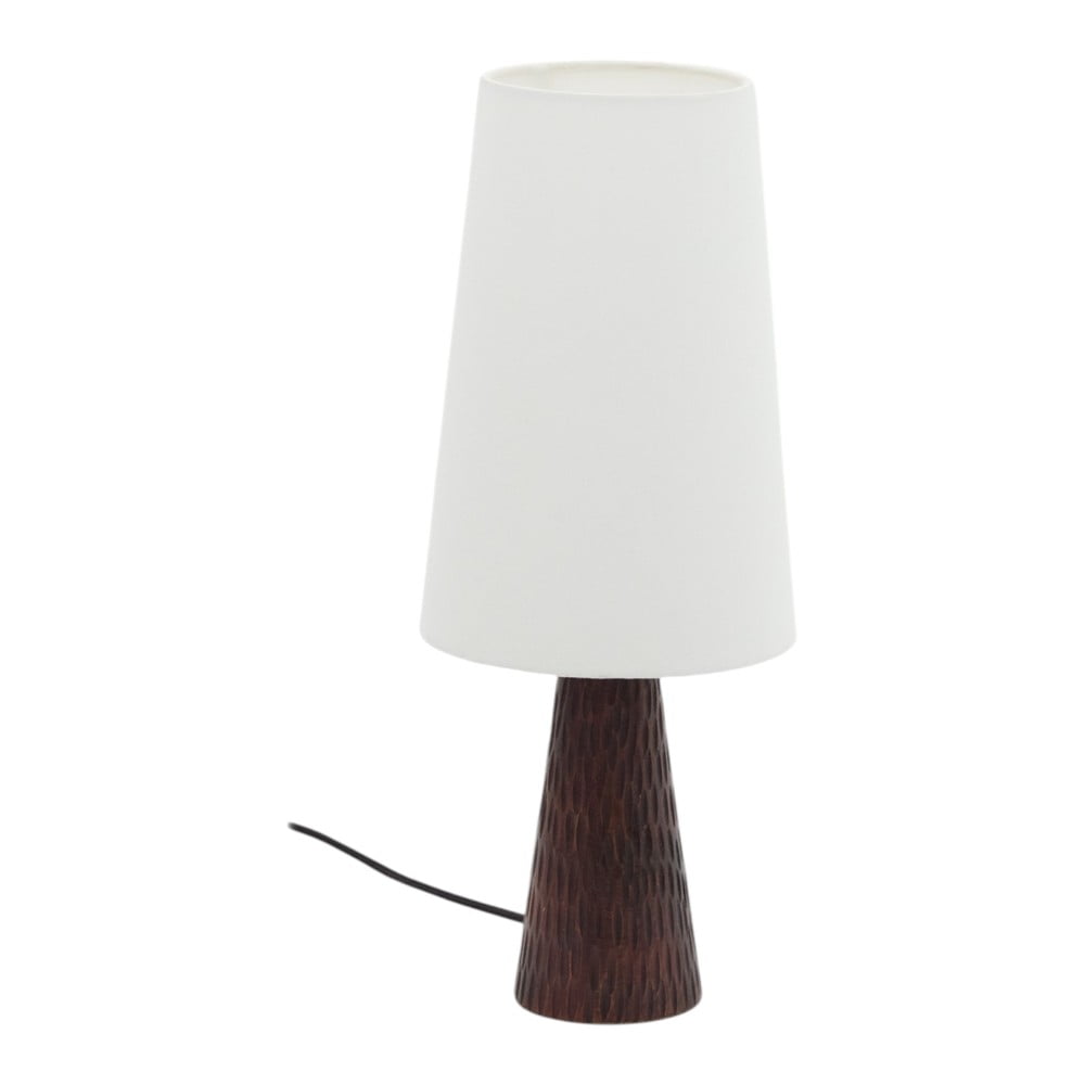 Fehér-sötétbarna asztali lámpa textil búrával (magasság 50 cm) Amire – Kave Home