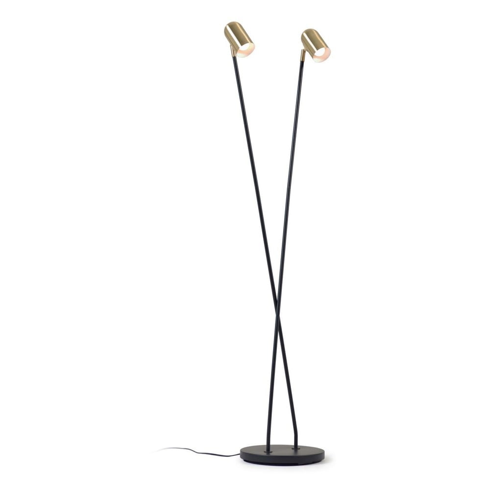 Fekete-aranyszínű állólámpa fém búrával (magasság 152 cm) Clemence – Kave Home