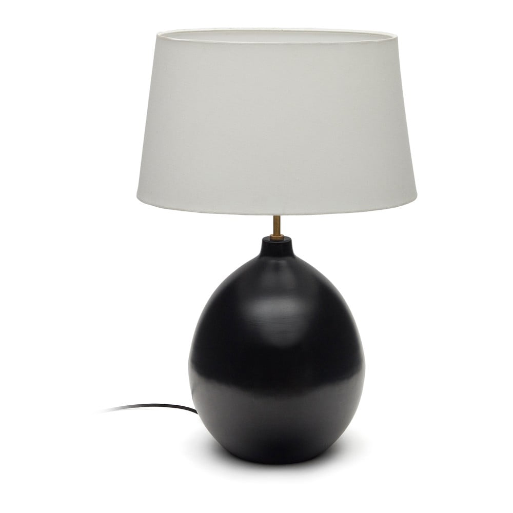 Fekete-fehér asztali lámpa textil búrával (magasság 72 cm) Foixa – Kave Home