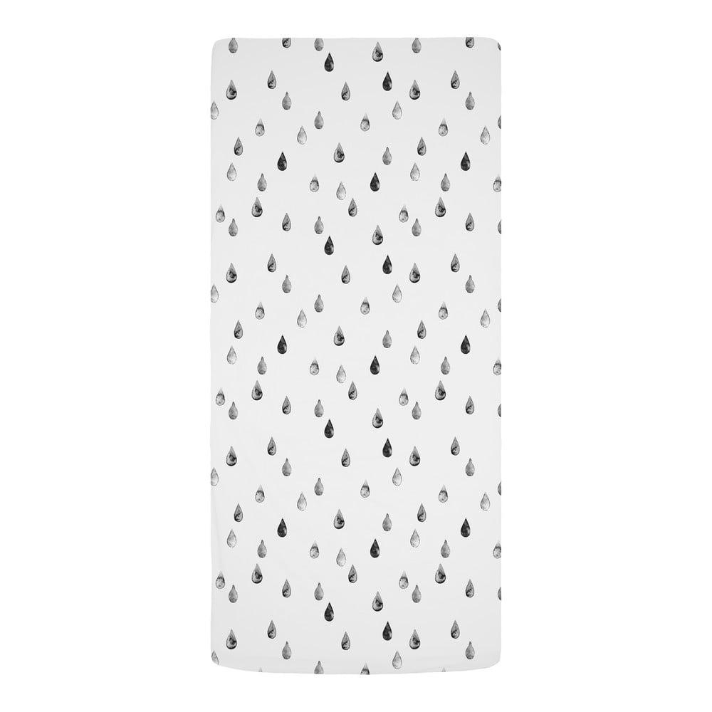 Fekete-fehér gumis pamut-szatén gyerek lepedő babaágyhoz 60x120 cm Bunnies in the Rain – Butter Kings