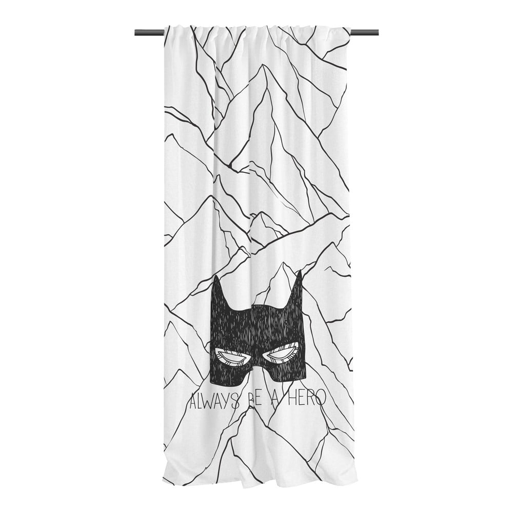 Fekete-fehér pamut-szatén gyerek függöny 110x170 cm Be a Hero – Butter Kings