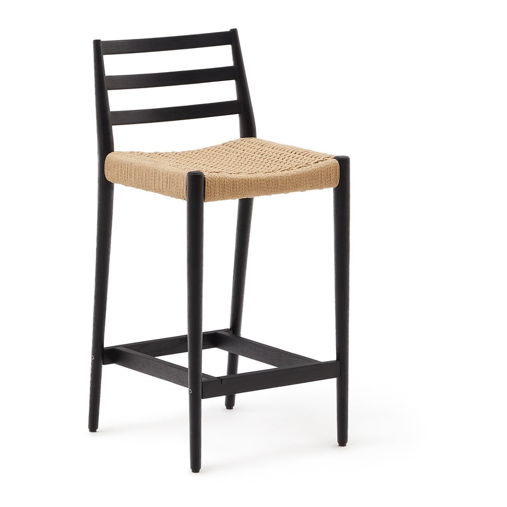 Fekete-natúr színű tölgyfa bárszék (ülésmagasság 70 cm) Analy – Kave Home