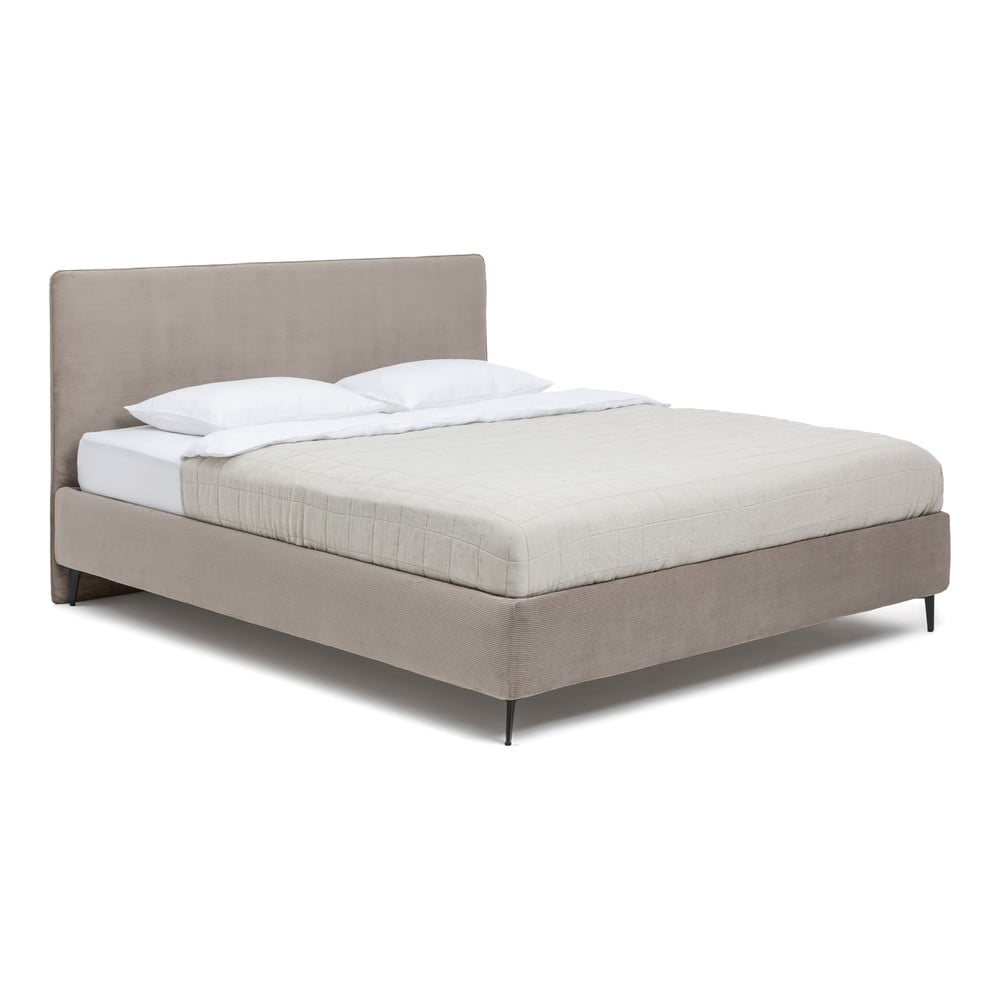 Kárpitozott franciaágy taupe színű matraccal/ráccsal 160x200 cm Noira Slim - Bonami Selection