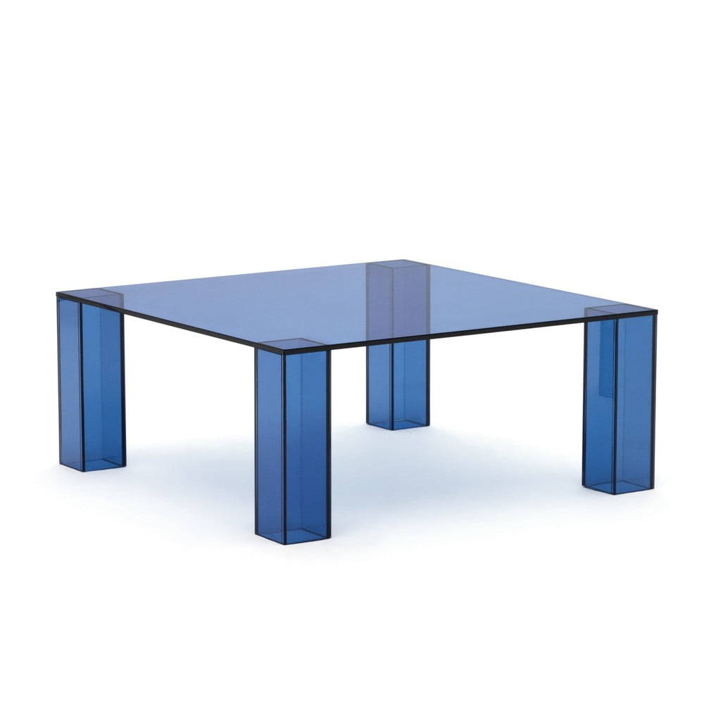 Kék üveg dohányzóasztal 85x85 cm Adularia – Kave Home