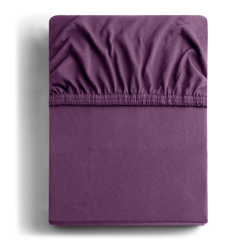 Lila gumis jersey lepedő 160x200 cm Amber – Restilo