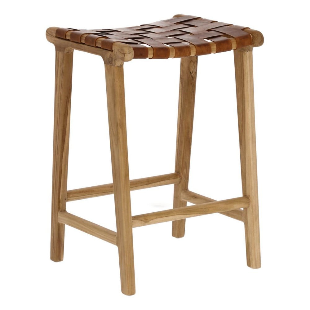 Natúr színű bőr bárszék (ülésmagasság 67 cm) Calixta – Kave Home