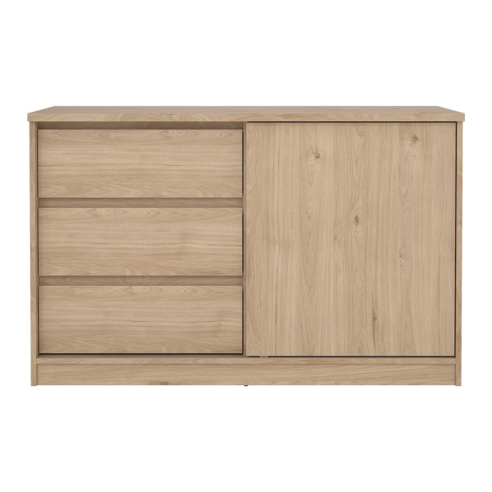 Natúr színű komód tolóajtóval tölgyfa dekorral 119x76x50 cm Naia – Tvilum