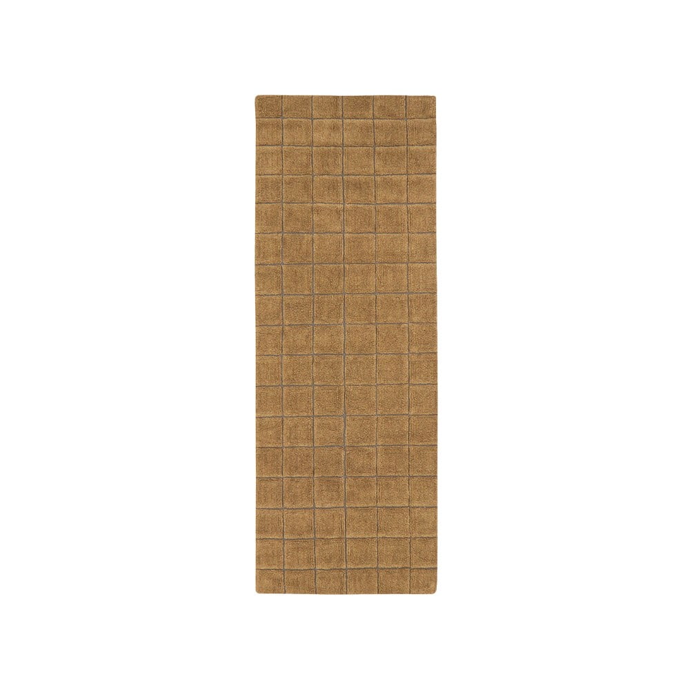 Okkersárga kézi szövésű gyapjú futószőnyeg 80x230 cm Mosaic Ochre – Lorena Canals