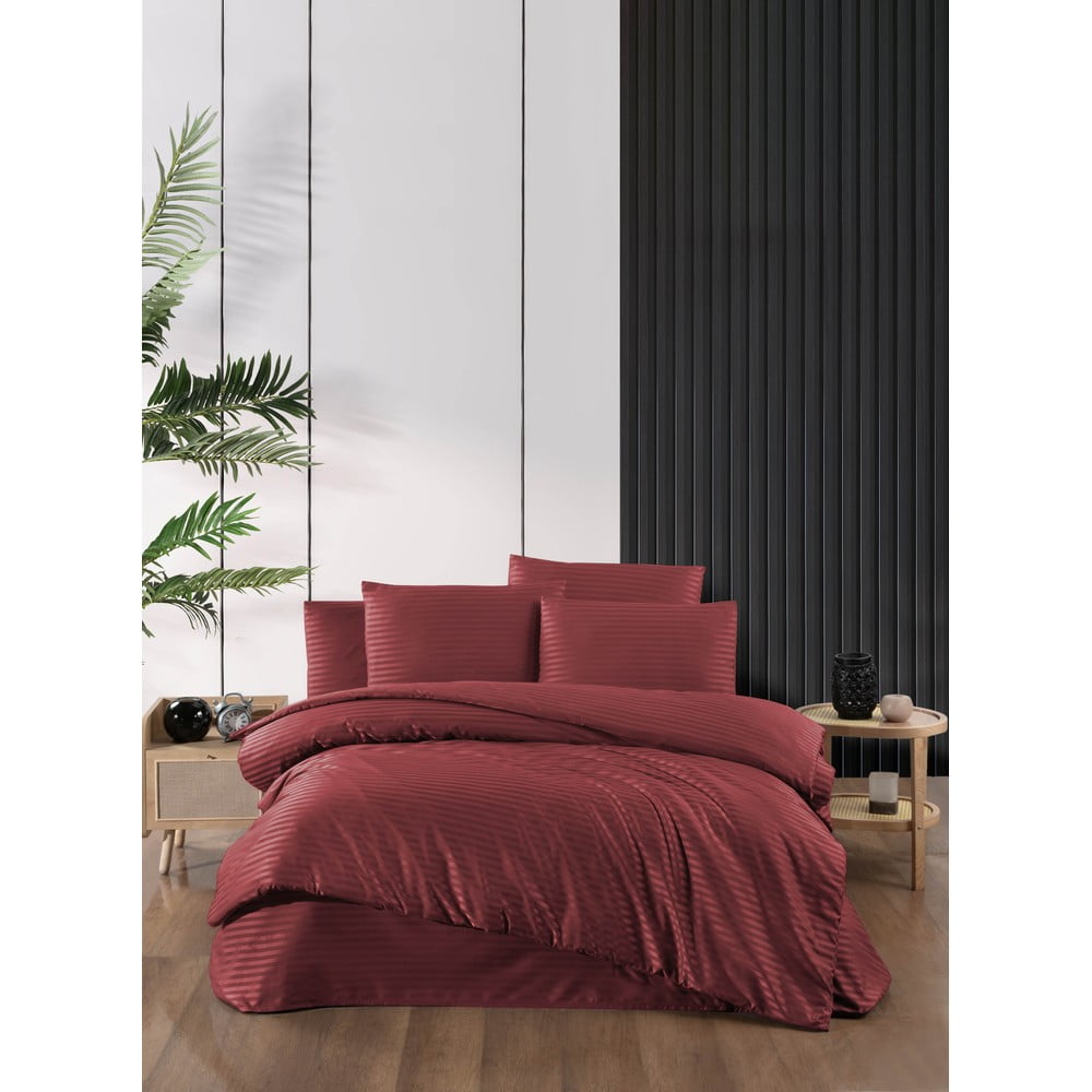 Piros kétszemélyes-hosszabbított damaszt ágyneműhuzat lepedővel-négyrészes 200x220 cm – Mila Home